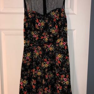 Floral Black Dress with sheer top